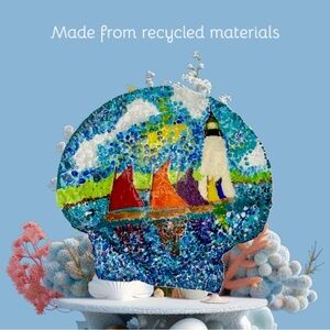 Coastal Regatta Lighthouse Shell Art ⛵